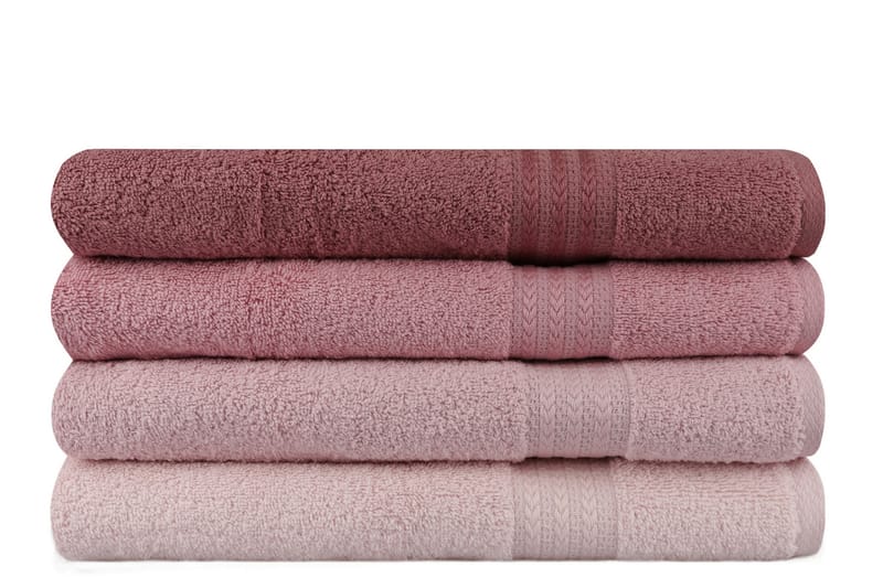 Hobby Badehåndkle 70x140 cm 4-pk - Rosa - Tekstiler - Tekstiler baderom - Håndklær og badehåndkle