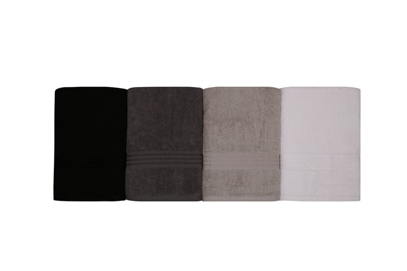 Hobby Badehåndkle 70x140 cm 4-pk - Hvit/Grå/Mørkegrå/Svart - Tekstiler - Tekstiler baderom - Håndklær og badehåndkle