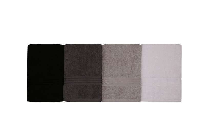 Hobby Badehåndkle 70x140 cm 4-pk - Hvit/Grå/Mørkegrå/Svart - Stort badelaken - Håndklær og badehåndkle - Strandhåndkle & strandbadelaken