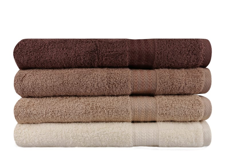 Hobby Badehåndkle 70x140 cm 4-pk - Creme/Beige/Brun - Tekstiler - Tekstiler baderom - Håndklær og badehåndkle