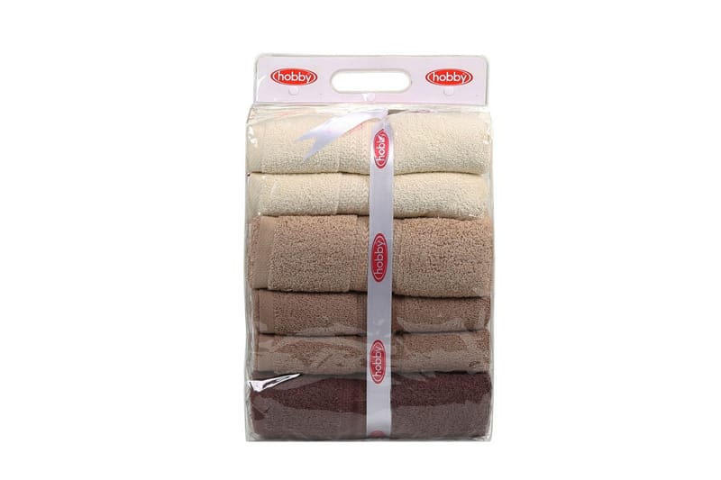 Hobby Badehåndkle 70x140 cm 4-pk - Creme/Beige/Brun - Tekstiler - Tekstiler baderom - Håndklær og badehåndkle