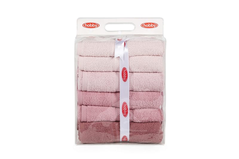 Hobby Badehåndkle 70x140 cm 4-pk - Rosa - Tekstiler - Tekstiler baderom - Håndklær og badehåndkle