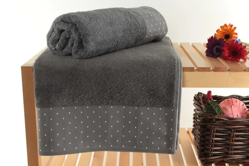 Landercost Badehåndkle 2-pk, Grå/Hvit