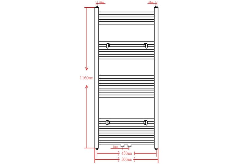 Radiator håndklestativ 500 x 1160 mm svart - Tekstiler - Tekstiler baderom - Håndklær og badehåndkle