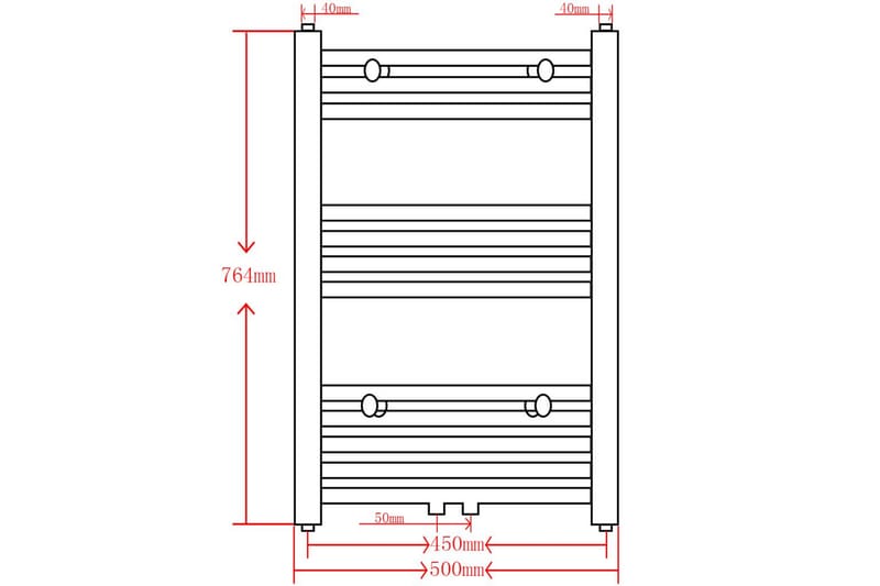 Radiator håndklestativ 500 x 764 mm svart - Tekstiler - Tekstiler baderom - Håndklær og badehåndkle