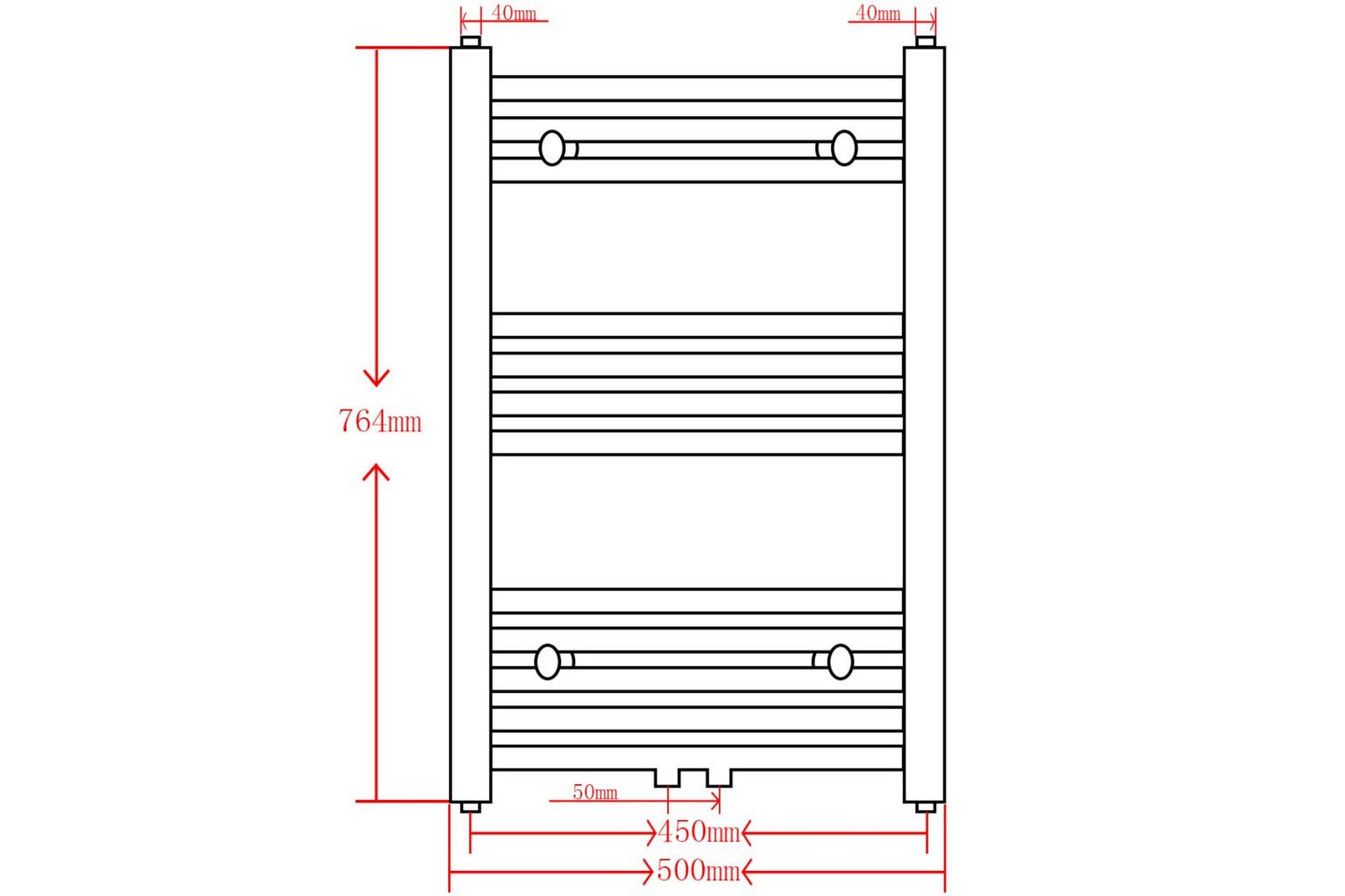 Radiator håndklestativ 500 x 764 mm svart - Tekstiler - Tekstiler baderom - Håndklær og badehåndkle