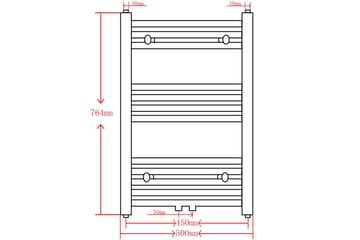 Radiator håndklestativ 500 x 764 mm svart - Tekstiler - Tekstiler baderom - Håndklær og badehåndkle