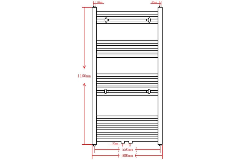 Radiator håndklestativ 600 x 1160 mm svart - Tekstiler - Tekstiler baderom - Håndklær og badehåndkle