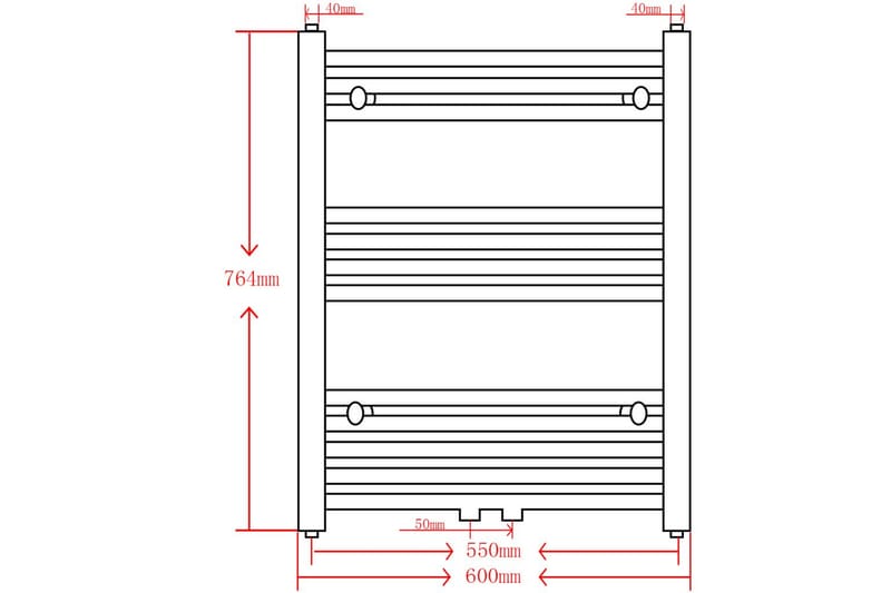 Radiator håndklestativ 600 x 764 mm svart - Tekstiler - Tekstiler baderom - Håndklær og badehåndkle