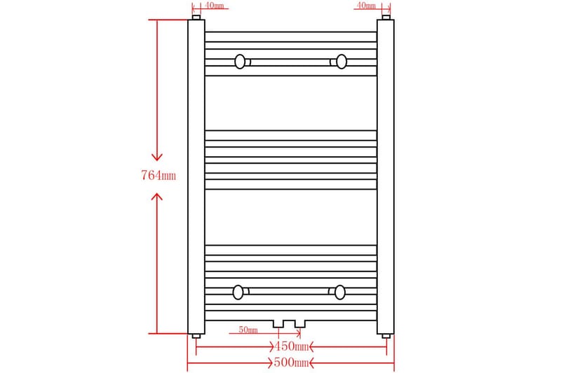 Radiator håndklestativ 500 x 764 mm grå - Tekstiler - Tekstiler baderom - Håndklær