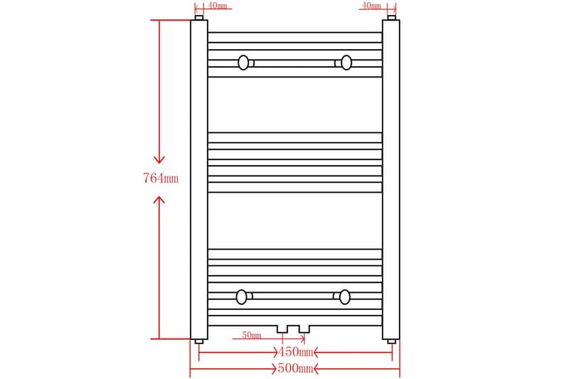 Radiator håndklestativ 500 x 764 mm grå - Håndklær