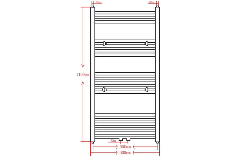 Radiator håndklestativ 600 x 1160 mm grå - Tekstiler - Tekstiler baderom - Håndklær