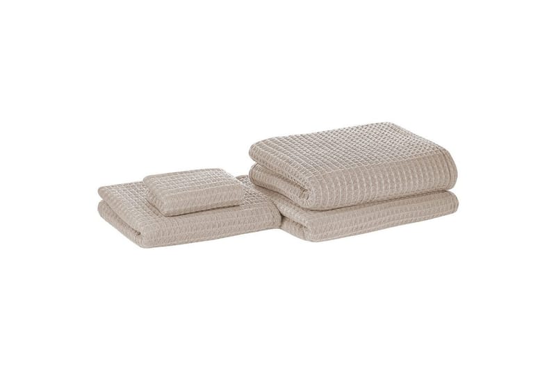 Håndkle Areora sett med 4 Beige - Beige - Tekstiler - Tekstiler baderom - Håndklær og badehåndkle