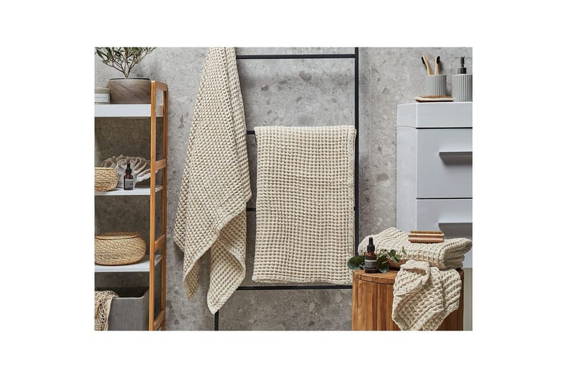 Håndkle Areora sett med 4 Beige - Beige - Tekstiler - Tekstiler baderom - Håndklær og badehåndkle