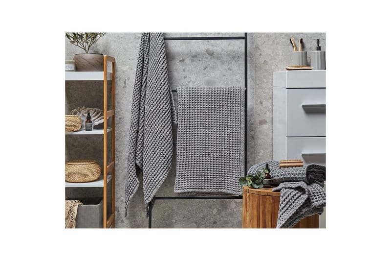 Håndkle Areora sett med 4 Grå - Grå - Tekstiler - Tekstiler baderom - Håndklær og badehåndkle