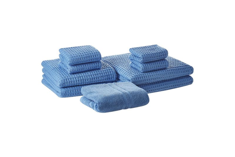 Håndkle Areora sett med 9 Blå - Blå - Tekstiler - Tekstiler baderom - Håndklær