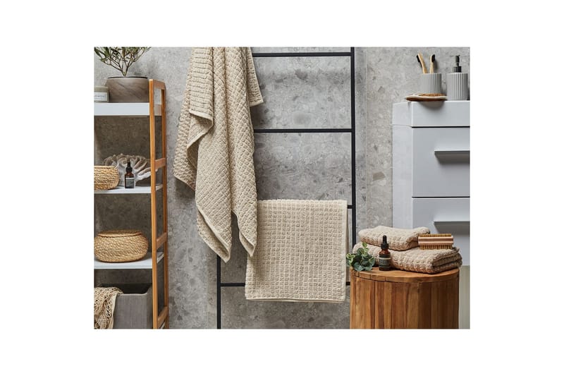 Håndkle Atai sett på 4 Beige - Beige - Tekstiler - Tekstiler baderom - Håndklær