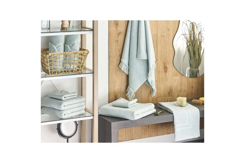 Håndkle Atiu sett på 9 Grønn - Grønn - Tekstiler - Tekstiler baderom - Håndklær