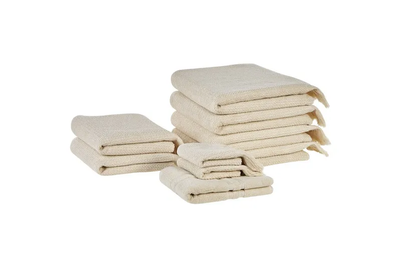 Håndkle Atiu sett på 9 Beige - Beige - Tekstiler - Tekstiler baderom - Håndklær