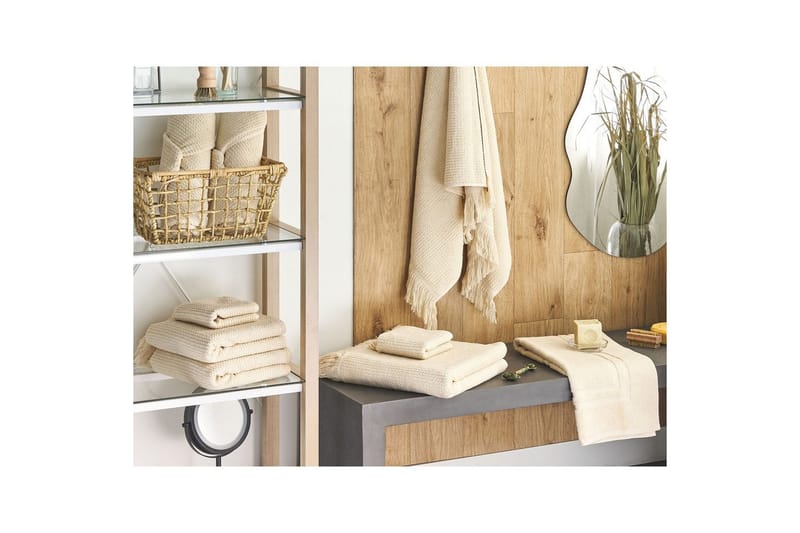 Håndkle Atiu sett på 9 Beige - Beige - Tekstiler - Tekstiler baderom - Håndklær