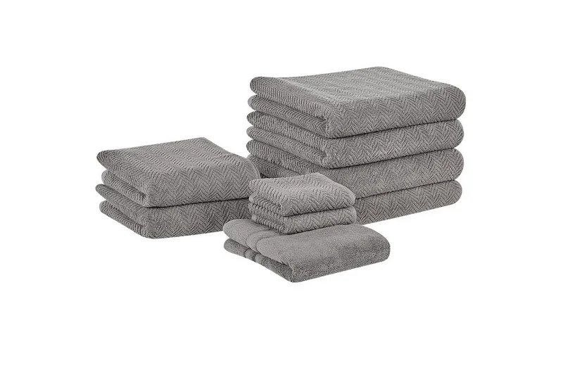 Håndkle Mitiaro sett á 9 Grå - Grå - Tekstiler - Tekstiler baderom - Håndklær