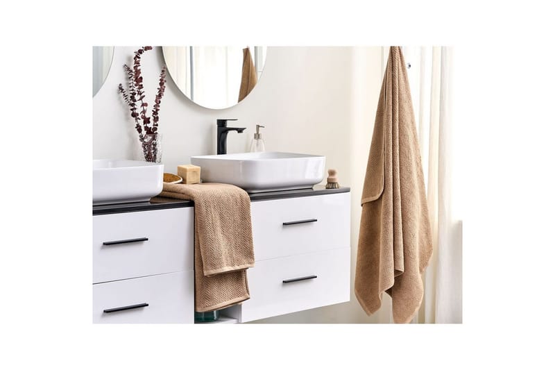 Håndkle Mitiaro sett av 2 Beige - Beige - Tekstiler - Tekstiler baderom - Håndklær og badehåndkle