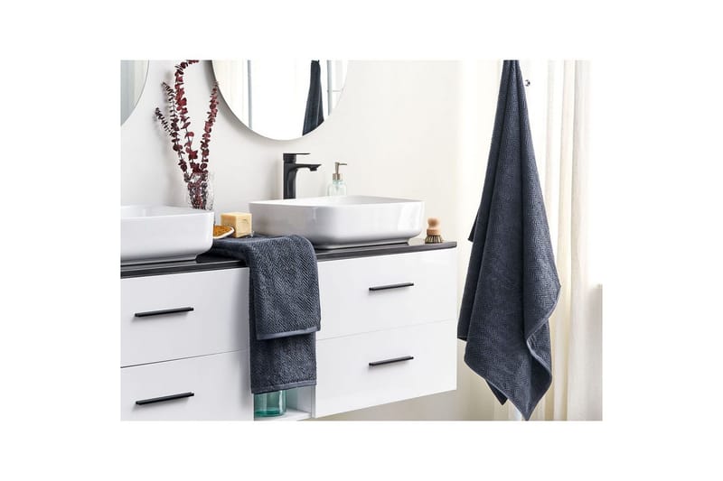 Håndkle Mitiaro sett av 2 Blå - Blå - Tekstiler - Tekstiler baderom - Håndklær og badehåndkle