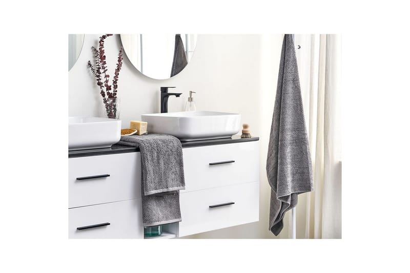 Håndkle Mitiaro sett av 2 Grå - Grå - Tekstiler - Tekstiler baderom - Håndklær og badehåndkle