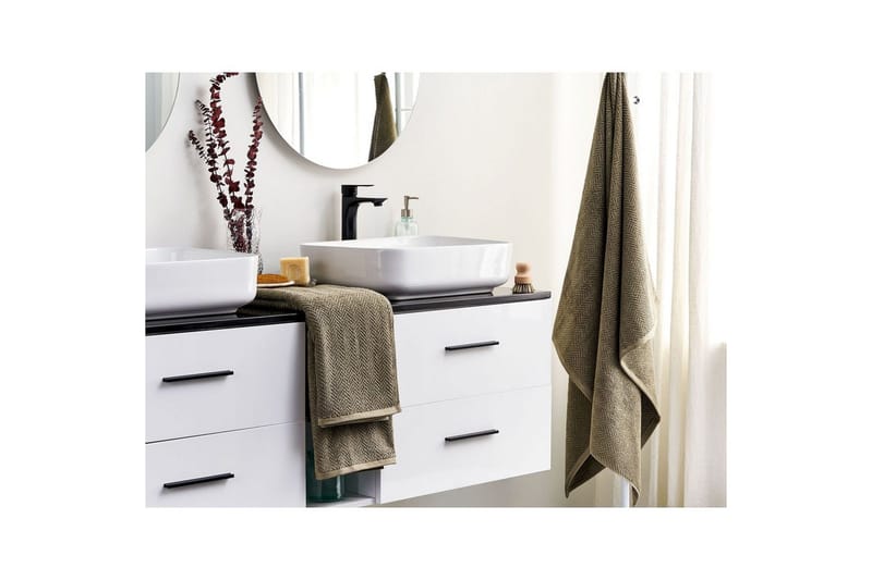 Håndkle Mitiaro sett av 2 Grønn - Grønn - Tekstiler - Tekstiler baderom - Håndklær og badehåndkle