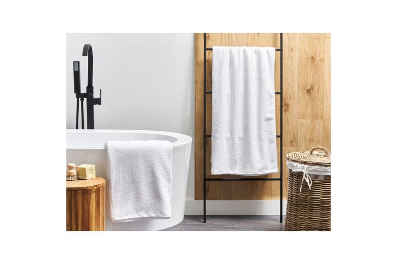 Håndkle Mitiaro sett av 2 Hvit - Hvit - Tekstiler - Tekstiler baderom - Håndklær og badehåndkle