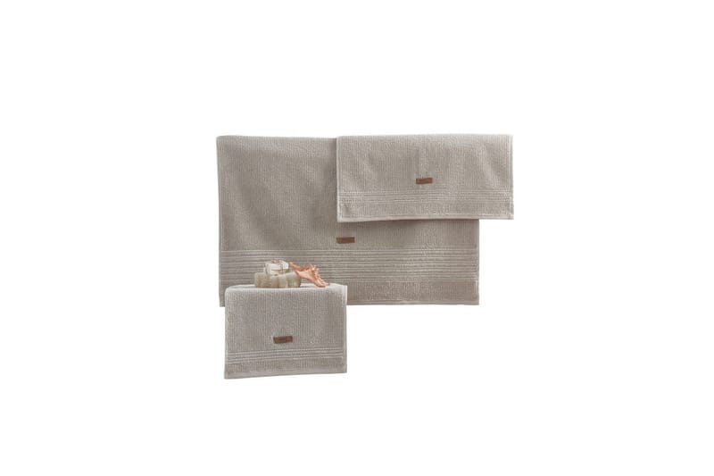 Håndklesett (3 deler) Velvære Beige - Beige - Tekstiler - Tekstiler baderom - Håndklær