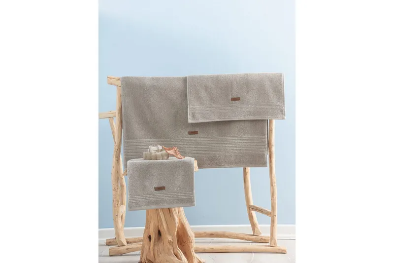 Håndklesett (3 deler) Velvære Beige - Beige - Tekstiler - Tekstiler baderom - Håndklær