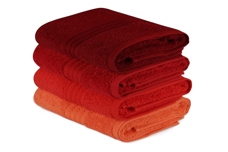 Hobby Håndkle 50x90 cm 4-pk - Oransje/Rød/Rosa - Håndklær