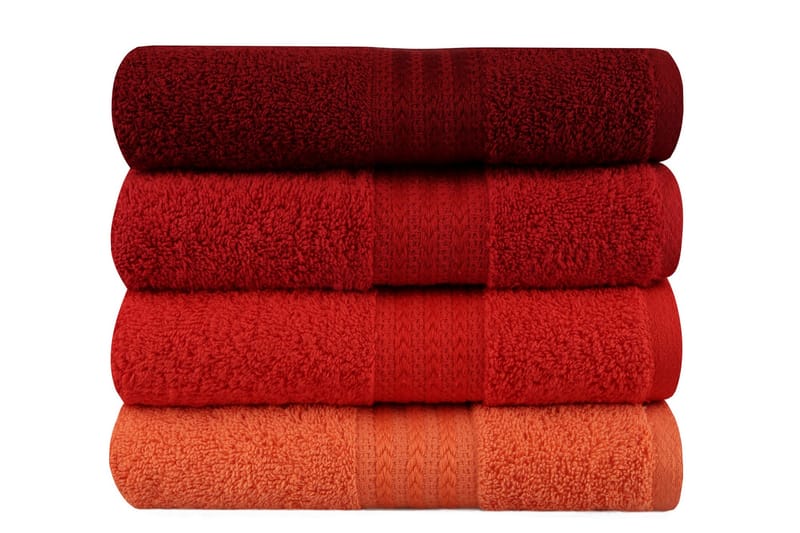 Hobby Håndkle 50x90 cm 4-pk - Oransje/Rød/Rosa - Håndklær