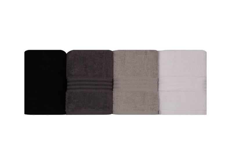 Hobby Håndkle 50x90 cm 4-pk - Hvit/Grå/Mørkegrå/Svart - Håndklær