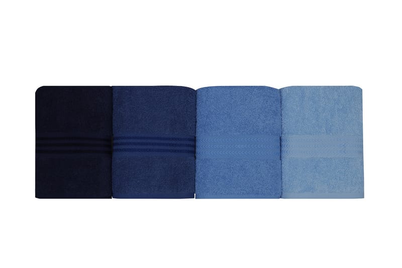 Hobby Håndkle 50x90 cm 4-pk - Mørkeblå/Blå/Lyseblå - Håndklær