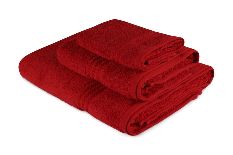 Hobby Håndkle Set om 3 - Rød - Håndklær