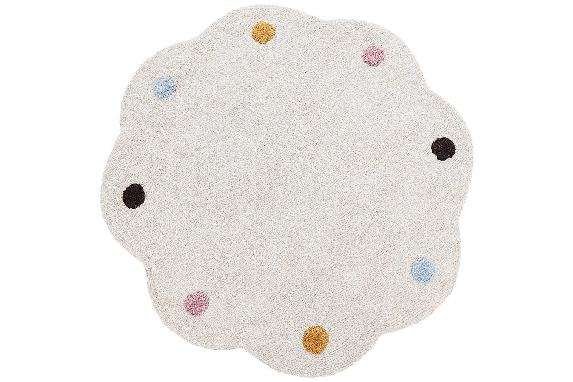 Leketeppe for barn Bomull Lys beige ø 120 cm Uregelmessig rund form Håndvevd Flerfarget Flekketeppe Gulvlekematte