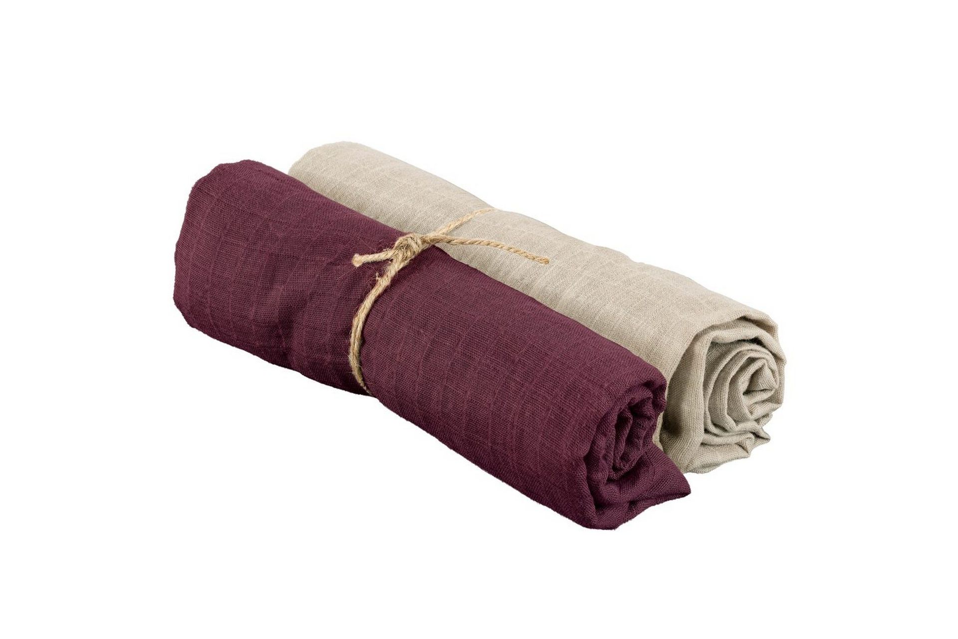 Muslinwrap 2-pakning - Sand/Plomme (70 x 70 cm)