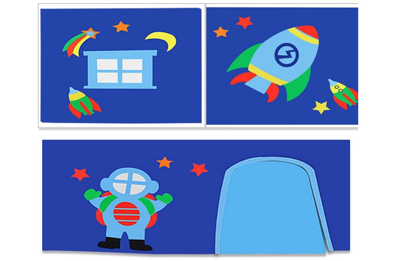 Planory Gardin til Loftseng 140x235 cm Astronaut - Flerfarget/Blå - Tekstiler - Barnetekstiler - Barnegardiner