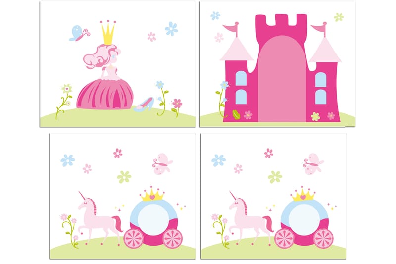 Planory Gardin til Loftseng 140x235 cm Prinsesse/Cinderella - Flerfarget/Rosa - Barnegardiner - Barnetekstiler