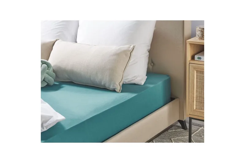 Laken med strikk Hofuf Turkis, 90x200 cm - Turkis, 90x200 cm - Tekstiler - Sengetøy - Laken - Dra på laken