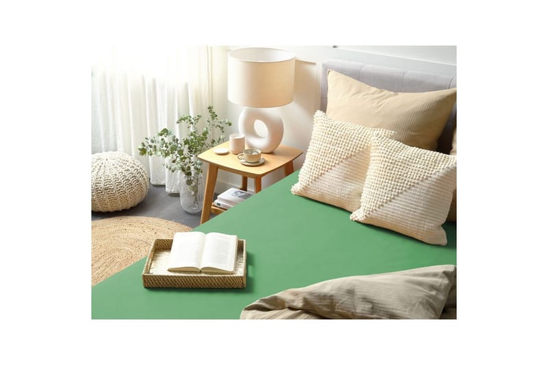 Laken med strikk Janbu Grønn, 140x200 cm - Grønn, 140x200 cm - Tekstiler - Sengetøy - Laken - Dra på laken