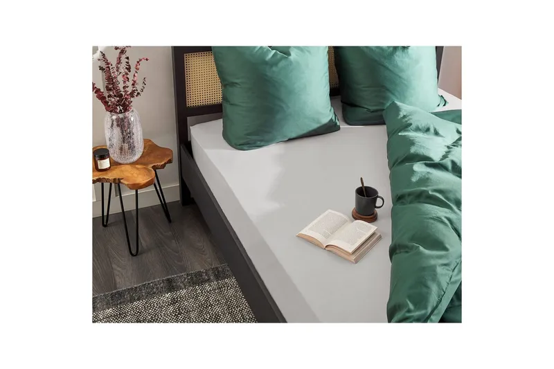 Laken med strikk Janbu Lys grå, 200x200 cm - Lys grå, 200x200 cm - Tekstiler - Sengetøy - Laken - Dra på laken