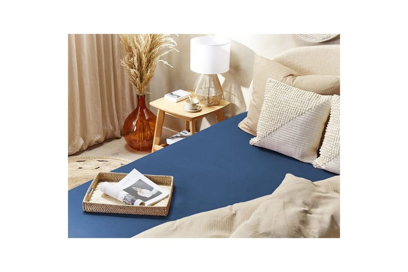 Laken med strikk Janbu Marineblå, 90x200 cm - Marineblå, 90x200 cm - Tekstiler - Barnetekstiler - Sengetøy til barn - Sprinkelseng sengetøy - Laken sprinkelseng