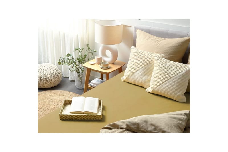 Laken med strikk Janbu Oliven grønn, 90x200 cm - Oliven grønn, 90x200 cm - Tekstiler - Barnetekstiler - Sengetøy til barn - Sprinkelseng sengetøy - Laken sprinkelseng