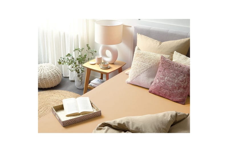 Laken med strikk Janbu Sandbeige, 200x200 cm - Sandbeige, 200x200 cm - Tekstiler - Sengetøy - Laken - Dra på laken