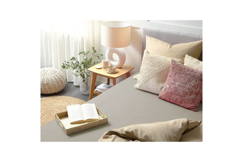 Laken med strikk Janbu Taupe, 140x200 cm - Taupe, 140x200 cm - Tekstiler - Sengetøy - Laken - Dra på laken