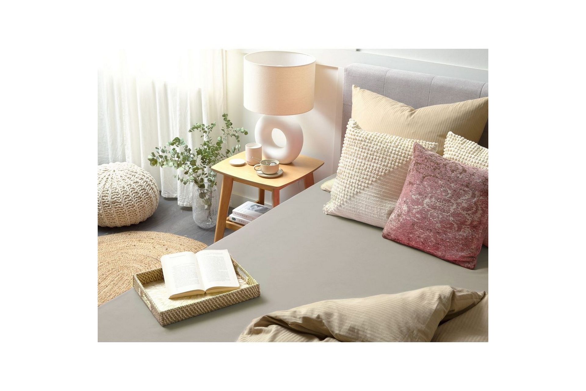 Laken med strikk Janbu Taupe, 160x200 cm - Taupe, 160x200 cm - Tekstiler - Sengetøy - Laken - Dra på laken