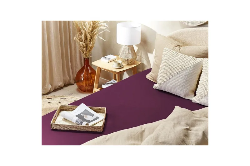 Laken med strikk Janbu Vinrød, 140x200 cm - Vinrød, 140x200 cm - Tekstiler - Barnetekstiler - Sengetøy til barn - Sprinkelseng sengetøy - Laken sprinkelseng